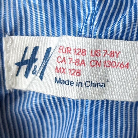 H&M - Khaki Blazer w/ Blue & White Striped Lining - Size 7 - 8 - Picture 6 of 6